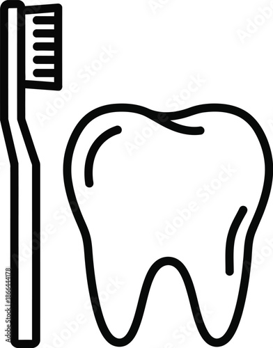 Essential dental care tools: a simple illustration of a toothbrush and a healthy tooth