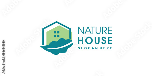 Green house logo design element vector with unique shape