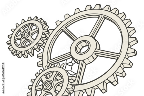 Intricate Interconnected Gears in Mechanical Assembly