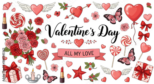 Valentine's Day Love Heart Graphics for Romantic Marketing Promotions and Sweet Valentine's Day Cards