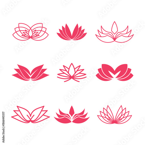 Set of lotus logo design element vector with unique shape