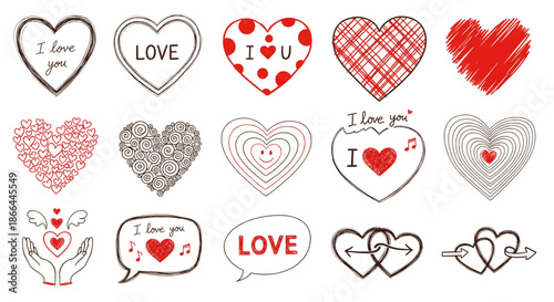 Romantic Hearts Collection For Valentine's Day Design Love Graphics Celebration