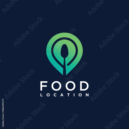 Food location logo design vector with modern creative unique style