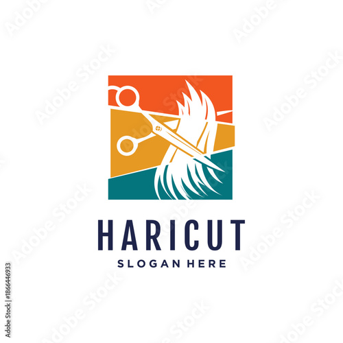 Haircut logo design vector with creative unique and modern idea