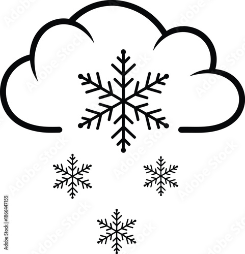 Cloud with falling snowflakes representing winter weather conditions and cold forecast