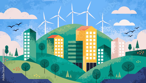 Modern Isometric Urban Environment With Green Spaces and Roads