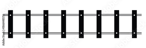 Railway Line, Rails Symbol, Train Tracks Sign, Railroad Pictogram, Railway Track Silhouette eps 10