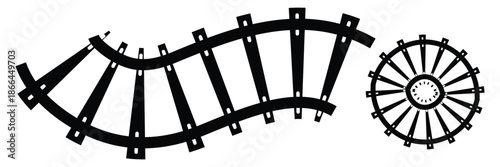 Railway Line, Rails Symbol, Train Tracks Sign, Railroad Pictogram, Railway Track Silhouette eps 10
