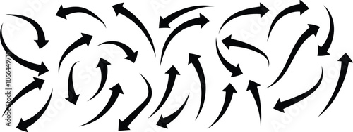 hand drown arrow. Curved arrow. set of curve arrow