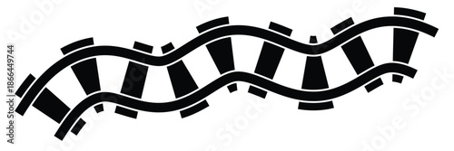 Railway Line, Rails Symbol, Train Tracks Sign, Railroad Pictogram, Railway Track Silhouette eps 10