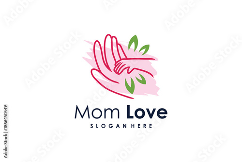 Mom love logo design with modern creative style