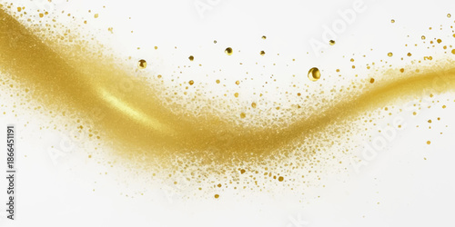 Abstract A dynamic composition of golden wave and particles swirls across offering an representation of luxury, opulence, and movement.