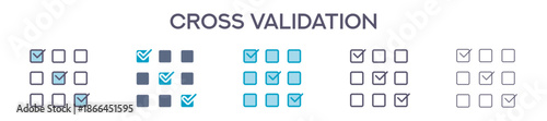 Cross Validation Element For Design Graphic - Multi Styles. Vector Illustration Of Two Colored And Black. Multiple Icons Designs Can Be Used For Mobile, Ui, Web 