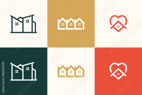 Set of House element logo design icon vector with creative idea