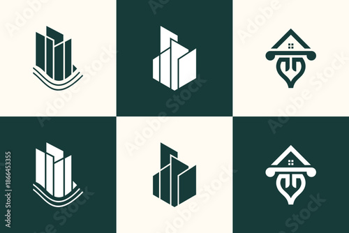 Set of House element logo design icon vector with creative idea