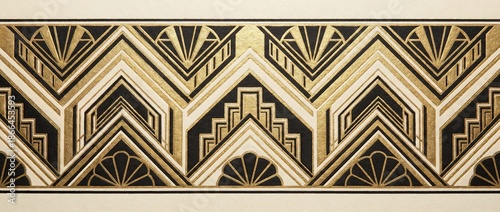 Gold and Black Art Deco Geometric Border Pattern
