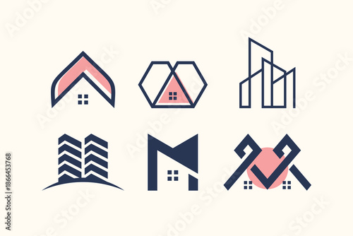 Set of House element logo design icon vector with creative idea