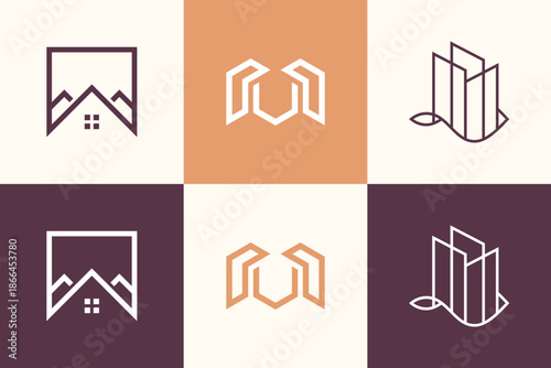 Set of House element logo design icon vector with creative idea
