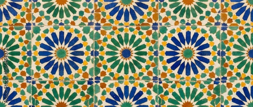 Traditional Moroccan geometric tile pattern with star shapes