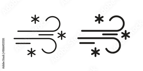 Snow blowing icon flat simple icon. Liner version - stock vector.