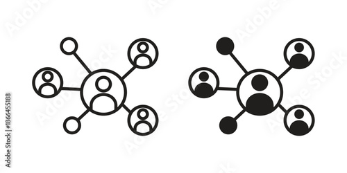 Social network icon flat simple icon. Liner version - stock vector.