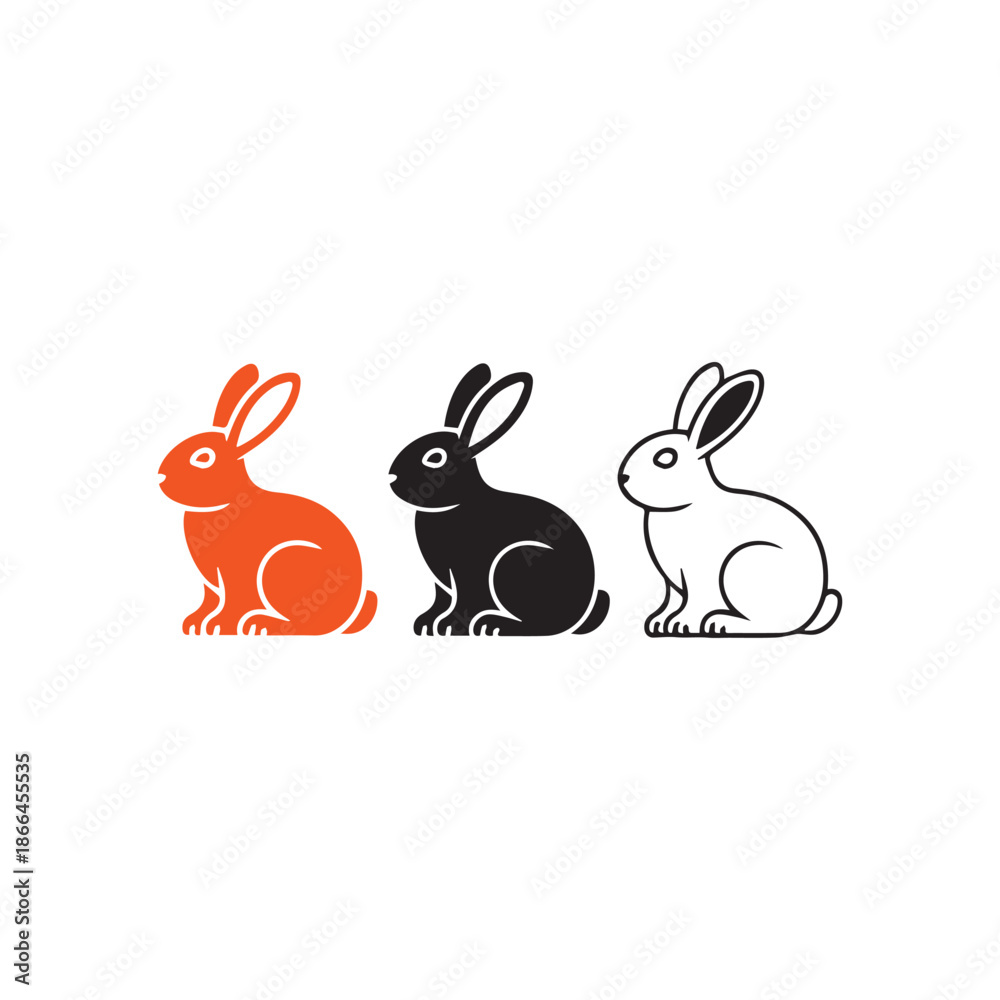 Fototapeta premium Rabbit Bunny Icon Set Illustration