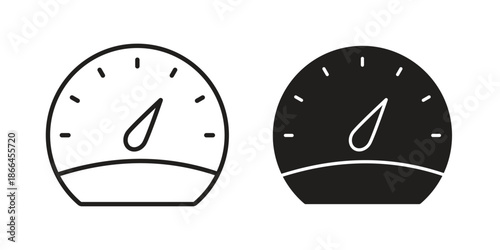 Tachometer icon flat simple icon. Liner version - stock vector.