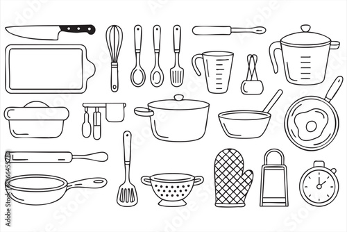 Culinary Utensil Line Icons for Restaurant and Recipe Platforms