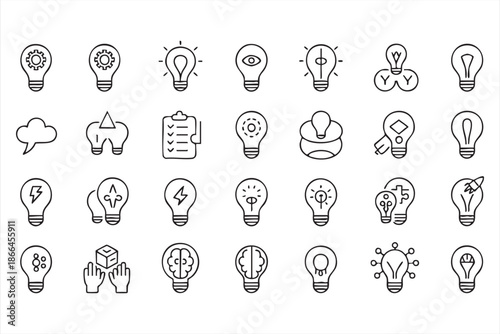 Innovation and Idea Lightbulb Icons for Startup UI and Product Strategy