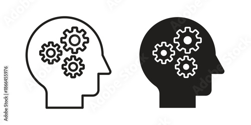 Thinking icon flat simple icon. Liner version - stock vector.