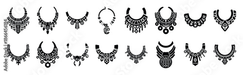 First Day of Black History Month african heritage necklace silhouette icon set