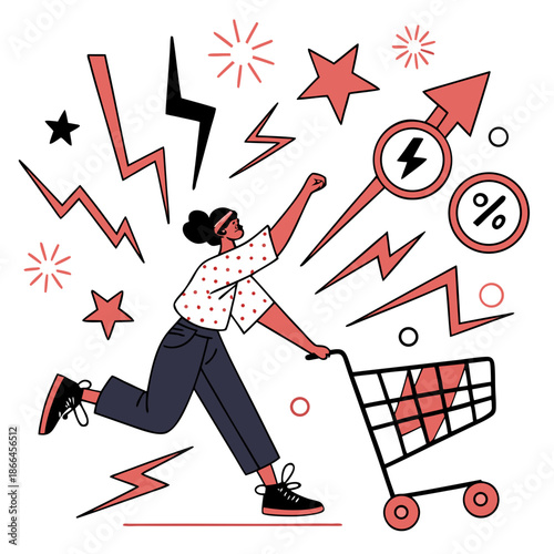 Abstract Black Friday Energy and Power Icon, Minimalist Lightning Bolt Design for Retail Discounts and Flash Sale Events