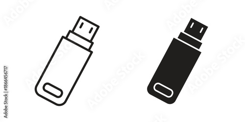 USB pendrive icon flat simple icon. Liner version - stock vector.