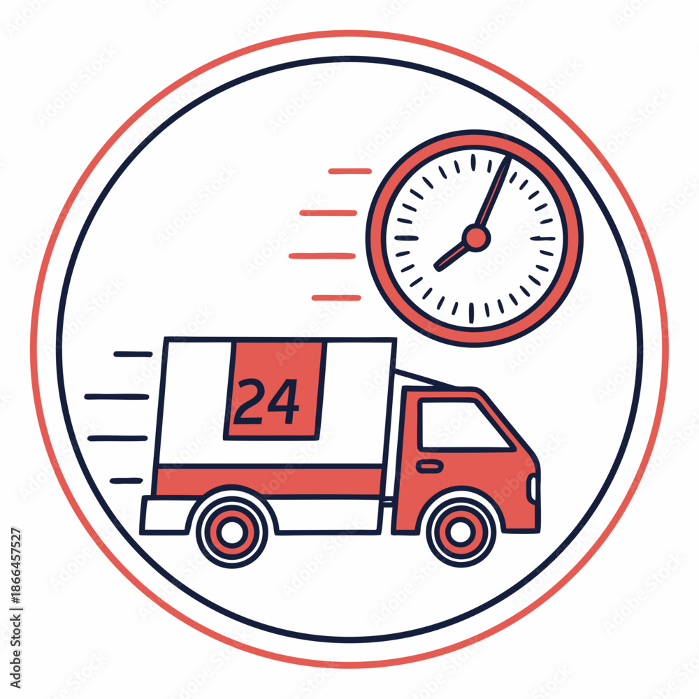 Fototapeta premium Same Day Delivery Icon Clean Vector Design for Fast Shipping and E-commerce Logistics Services