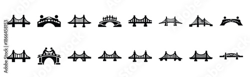 First Day of Black History Month unity bridge silhouette silhouette icon set