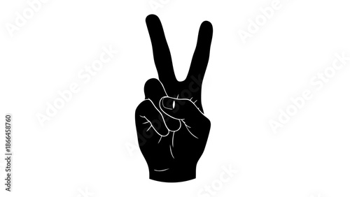 A hand gesture displaying the peace sign with two fingers raised