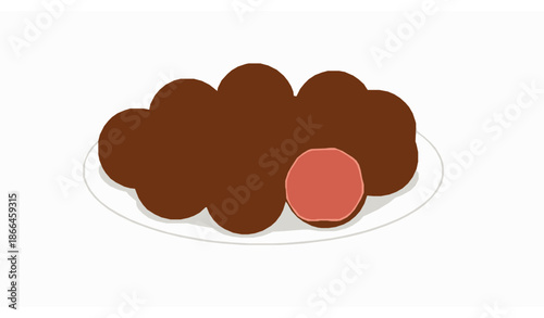 Meatballs on plate vector illustration isolated on white background for tasty food design