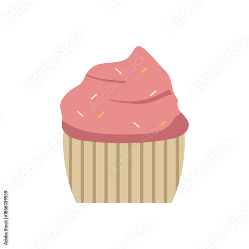 Baked Blueberry Muffin or Cupcake. Simple Flat Illustration for Cafe Menu