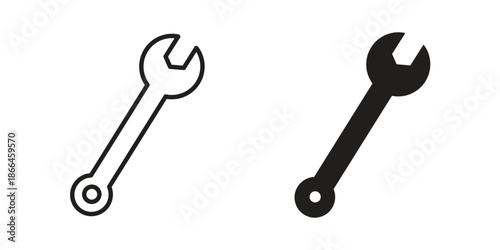 Wrench icon flat simple icon. Liner version - stock vector.
