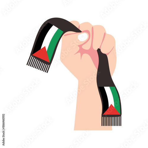 Raised Fist with Keffiyeh Scarf Minimal Vector Illustration