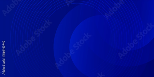 Abstract blue circles gradient on dark blue vanishing background. Arts vector modern graphic design. Futuristic design