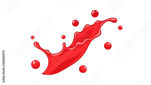 Red Liquid Splash with Drops.