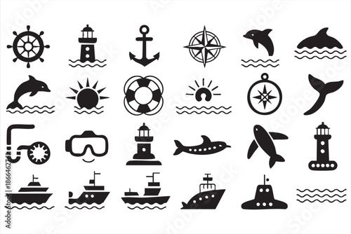 Ocean and Nautical Icons for Cruise, Ferry, and Marine UI