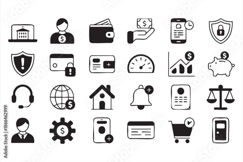 Finance Management Icons for Billing, Checkout, and Wallet Apps