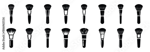 makeup brush silhouette icon set