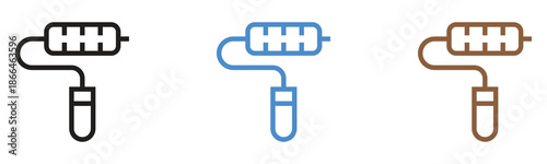 Minimalist outline paint roller icons in various colors for home improvement projects