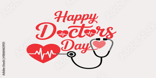 Happy Doctor’s Day vertical hand lettering typography on white background