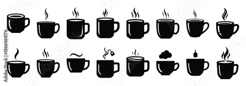 mug tea silhouette icon set