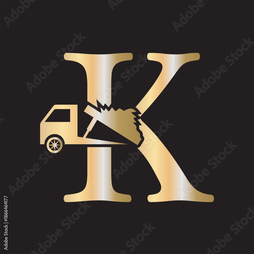Truck  Logo  combine with letter K vector template