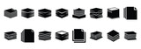 paper stack silhouette icon set